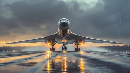 Wall Mural - A sleek, representation of the supersonic airliner taking off. Generative AI.