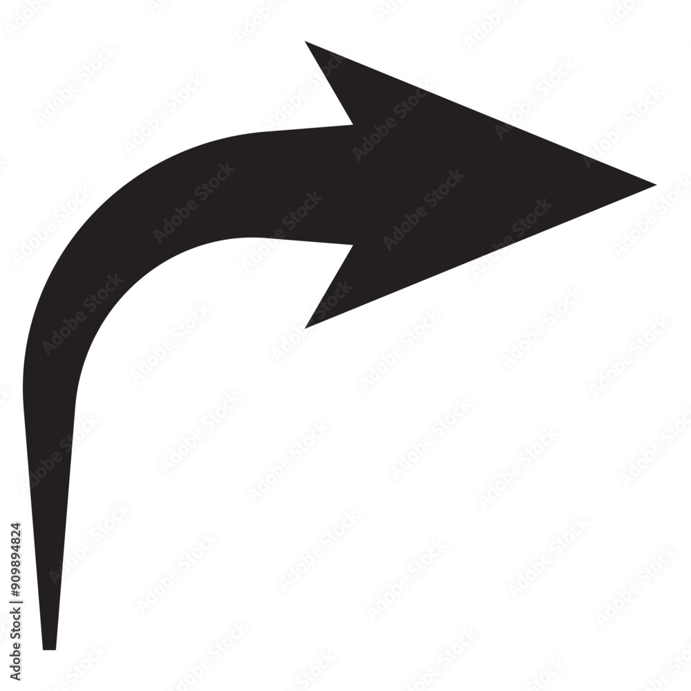 Vektor black curve arrow icon on transparent background. flat style ...