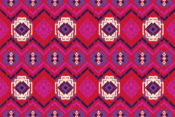 Wall Mural - Geometric with triangle ethnic seamless pattern. abstract illustration. design for geometric pattern wallpaper. Tribal ethnic vector texture. Aztec style. Folk embroidery. Indian, Scandinavian, Africa