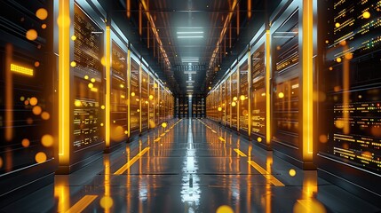 Fototapete - Internal organizational cyber security system Data Security managed security service provider black and yellow background. Generative AI.