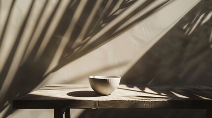Aufkleber - Sunny day light and shadows on table for product display : Generative AI