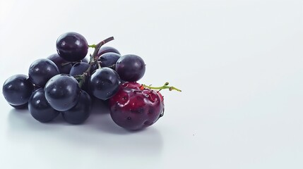 Poster - One half of a berry and one bunch of grapes macro isolated on white background : Generative AI