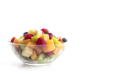 Wall Mural - Tasty fruit salad in bowl isolated on white : Generative AI