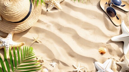 Wall Mural - Summer Beach Vacation Essentials