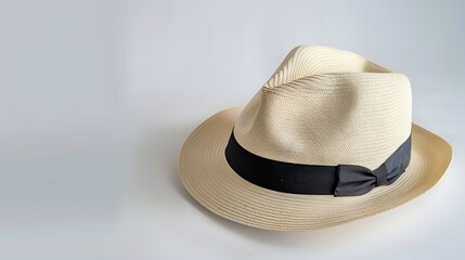 A stylish Panama hat isolated on a white background : Generative AI