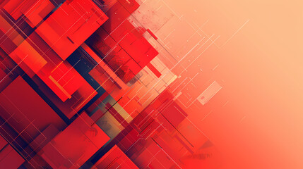 Wall Mural - Abstract geometric pattern in shades of red, orange, and white. The vibrant colors and overlapping shapes create a dynamic and modern aesthetic.