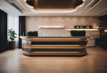 Sticker - table lobby corporate contemporary architecture blank empty nobody business render desk hall area indoor rendering copy wall entrance office space floor interior Reception modern design room wor