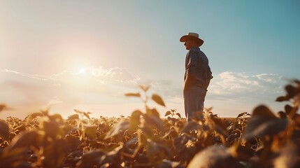 Farmer agronomist on a soybean field Agricultural industry : Generative AI