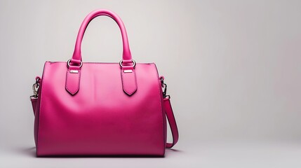 Poster - Stylish pink handbag on white background : Generative AI