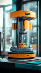 Fototapete - Modern Industrial Machine with Orange and Gray Colors.