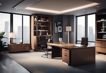 manager closet table veneer room design notebook chair gear lawyer leather bookcase office coffee officer desk interior wood VIP director laptop chief expensive armchair furniture busines