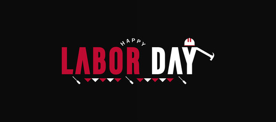 Wall Mural - Labor Day logo featuring a flag and a man, symbolizing celebration and recognition of workers' contributions