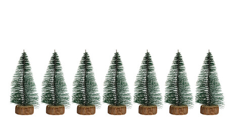 Poster - Border of decorative Christmas trees isolated on transparent background