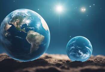 Wall Mural - blue cyberspace communication digital blue global planet earth connection map concept business earth
