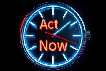 A clock with the words ACT NOW written on it