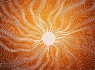 Wall Mural - Sun groovy retro horizontal background. Sun burst hippie banner with vintage grainy texture.