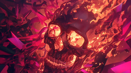 Wall Mural - fire skull. illustration of a creepy skull