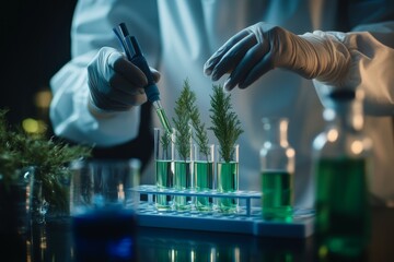 Sticker - Concept about science, environment, and biotechnology. Laboratory growing and studying of plants. Stock photos