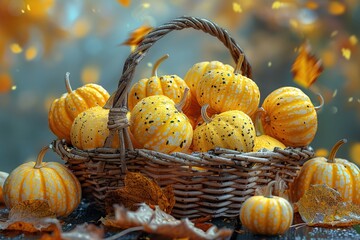 Poster - A Basket Full of Autumn Gourds