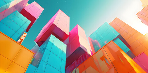 Wall Mural - Abstract Illustration of Colorful Buildings