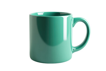 Wall Mural - Simple teal coffee mug isolated on a transparent background. Perfect for design presentations, adverts, or personal use.