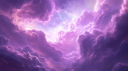 Wall Mural - ethereal purple cloud formation dreamlike floating haven soft wisps gentle gradients serene sky background subtle light rays peeking through