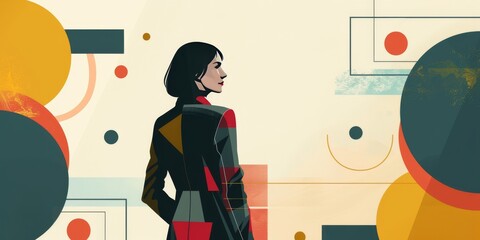 Poster - Businesswoman in an artistic layout pattern.