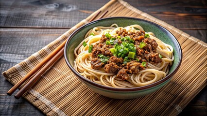 Canvas Print - No broth dan dan noodles, spicy, sesame, Chinese, noodles, Sichuan cuisine, delicious, food, tasty, cuisine, meal, lunch