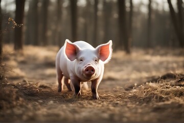 Wall Mural - white pig isolated background animal farm big young domestic cut colours image1 nobody full shot mammal out sus nature female old fat hair pink looking farming wild design meat lard rural food