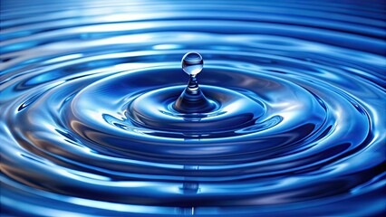 Poster - Water droplets on blue wavy surface, water, droplets, blue, wavy, surface, background, abstract, liquid,aqua, ripple, motion