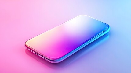 Sleek Modern Smartphone with Gradient Neon Colors on Minimalist Background