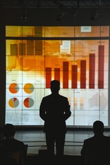 Canvas Print - Silhouette of a business presentation with graphs.