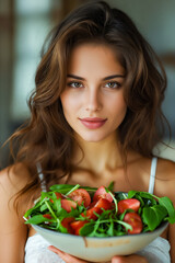 Sticker - A woman holding a bowl of salad in her hands