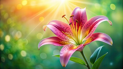 Wall Mural - A beautiful lily flower in full bloom , lily, flower, bloom, petals, nature, garden, white, plant, fragrance, close-up, botany