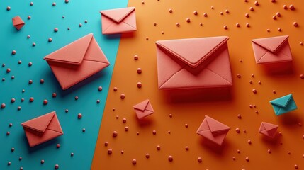 Wall Mural - marketing online with email platform: a futuristic 3d render of various email marketing platforms, i
