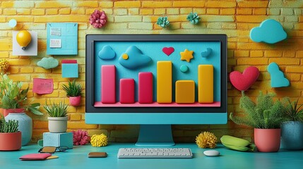 Poster - marketing online with seo conversion: a detailed 3d render showing seo strategies to convert organic
