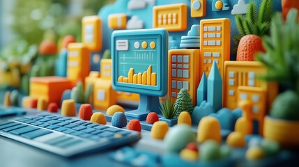 Poster - marketing online with advertising traffic: a 3d render showing advertising strategies to drive web t
