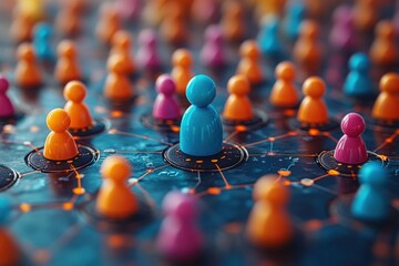 Wall Mural - marketing online with strategy reach: a vibrant 3d render depicting strategic methods to expand mark