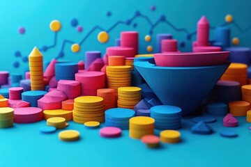 Poster - marketing online with strategy conversion: a detailed 3d render showing strategic approaches to conv