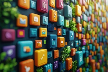 Poster - marketing online with strategy engagement: a detailed 3d render showcasing engagement-focused market