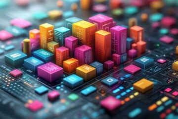 Poster - marketing online with strategy media: a vibrant 3d render illustrating strategic media planning in o