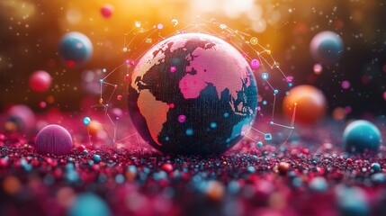 Sticker - marketing online with content reach: a vibrant 3d render depicting the expansion of content reach in