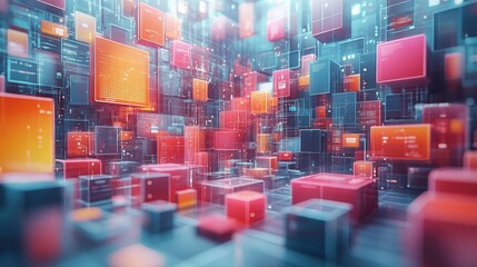 Sticker - marketing online with content platform: a futuristic 3d render of various content marketing platform
