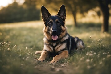 allemand berger german shepherd dog drover adult male seated animal company companion friends race purebred foot canino tame training hair hairy grooming portrait studio domestic pet look truffle