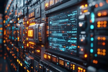 Sticker - marketing online with digital automation: a futuristic 3d render showcasing digital marketing automa