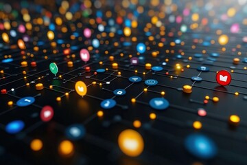 Sticker - marketing online with digital reach: a vibrant 3d render depicting the expansion of digital marketin