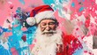 © Anna - Santa Claus with a jolly expression amidst a colorful paint splatter background. Concepts of holiday festivities, art, and joyful celebration.
