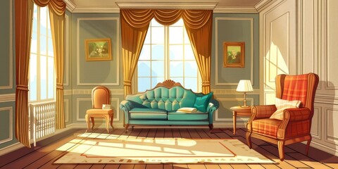 Wall Mural - Living room interior with armchair and couch