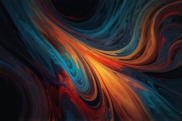 Wall Mural - abstract fluid digital artwork in blue and orange
