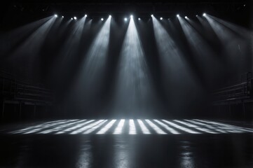 Canvas Print - dramatic empty stage with spotlights
